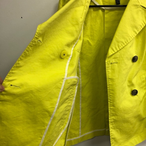 BANANA REPUBLIC WOMENS NEON BRIGHT YELLOW TRENCH COAT IN SIZE EXTRA SMALL - Picture 2 of 7